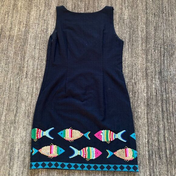 Talbots Navy Blue Sequin Fish Dress, Size 10 P, NWT - Picture 3 of 10